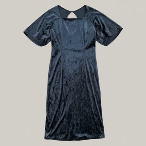 Zara teal crushed velveteen short sleeve maxi dress size medium M
 b48